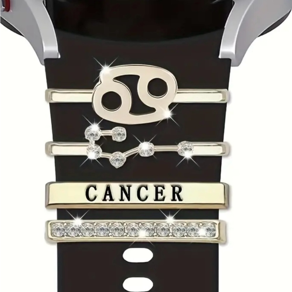…CANCER…Shimmering 12 Constellation Watchband Ring Loops